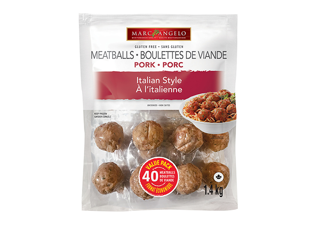 Packaging Frozen Italian Style Pork Meatballs VP