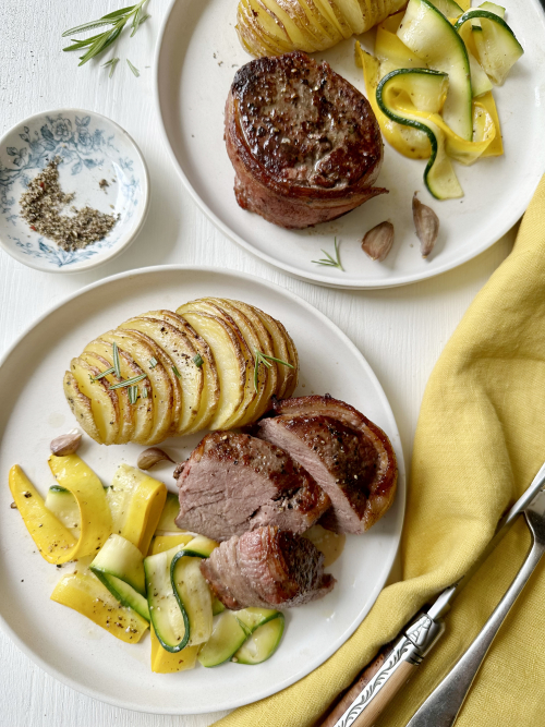 beef medallions with hasselback potatoes recipe