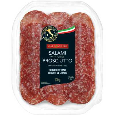 A photo of salami with prosciutto packaging