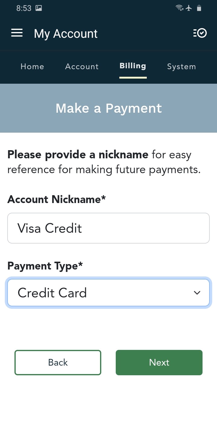 BHA(M) My Account - AutoPay Account Nickname and Type