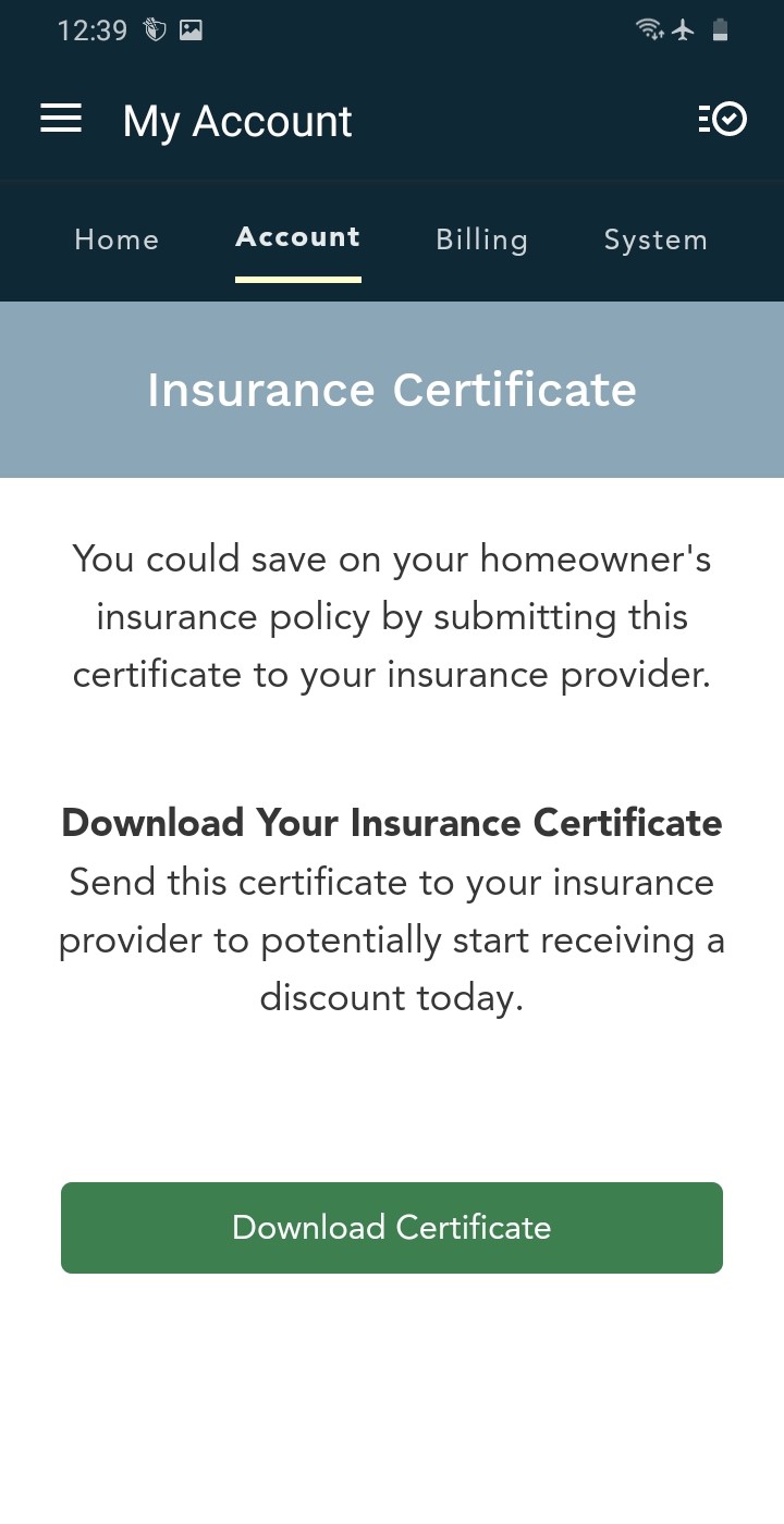 Insurance Certificate Page
