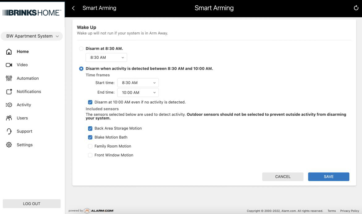002.2 Security Smart Arming Options