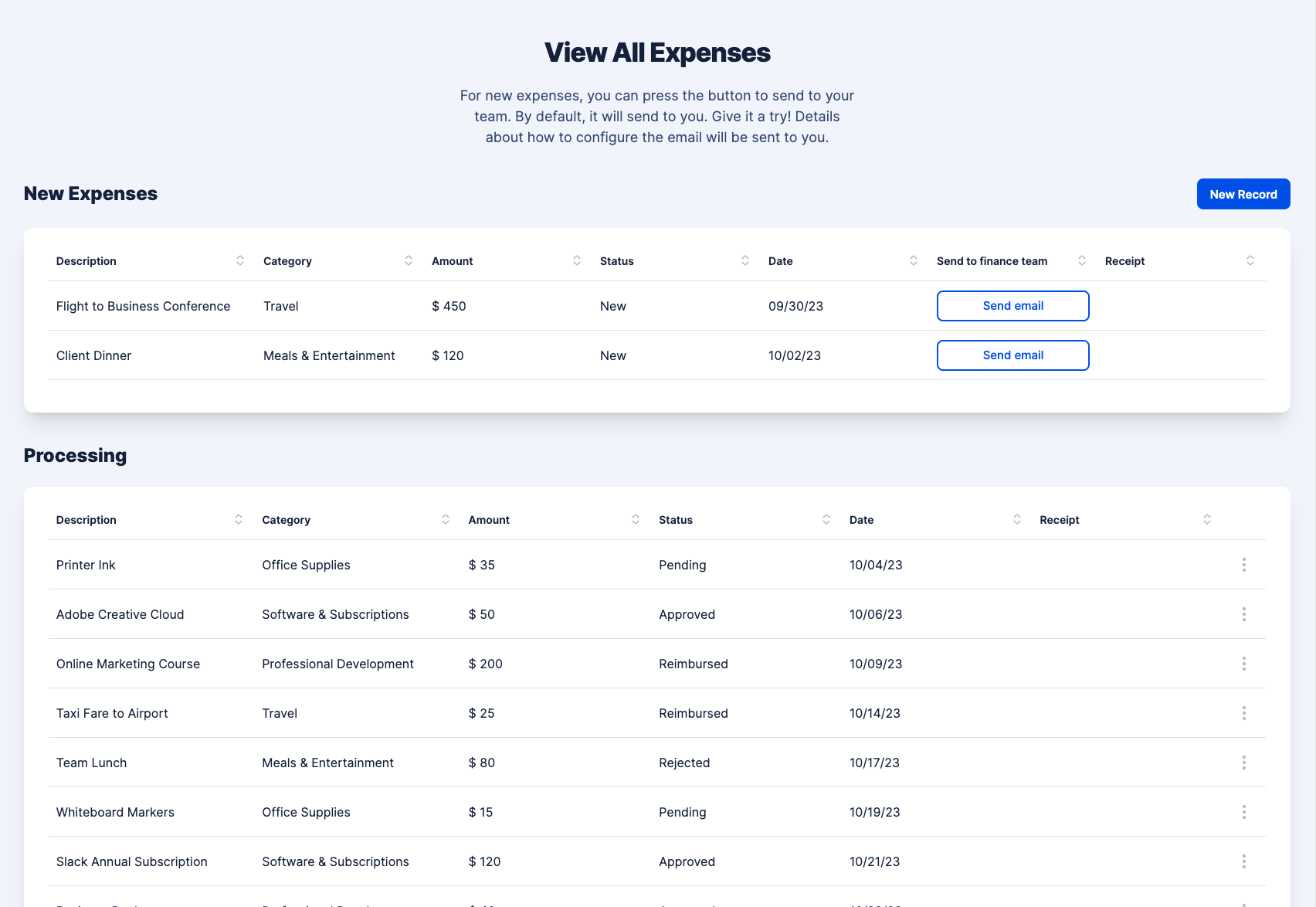 Expenses Hub