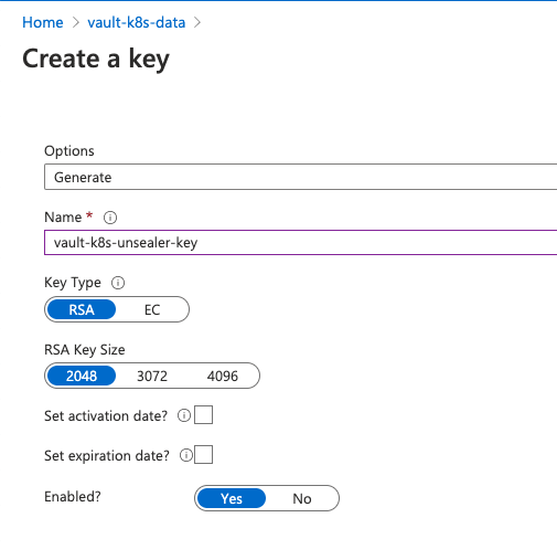 Vault - Create a Key