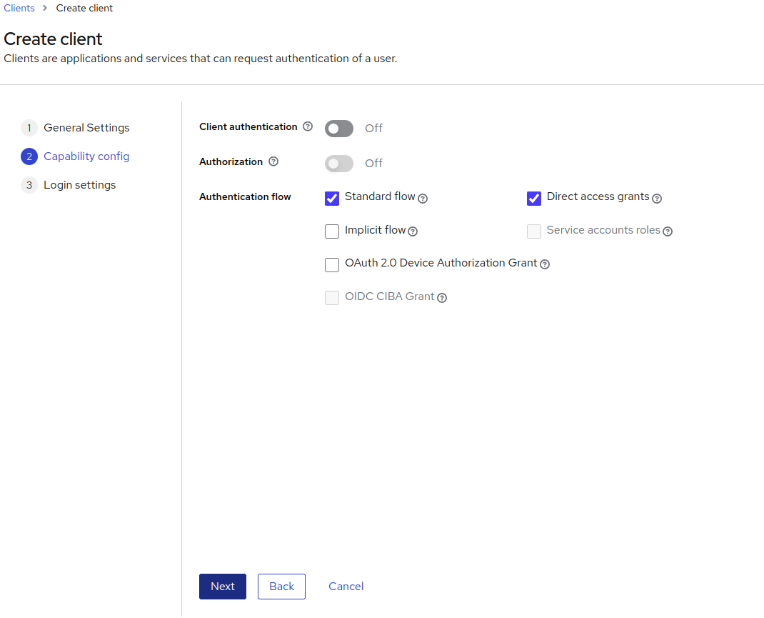 Keycloak - Create Auth Client Page 2