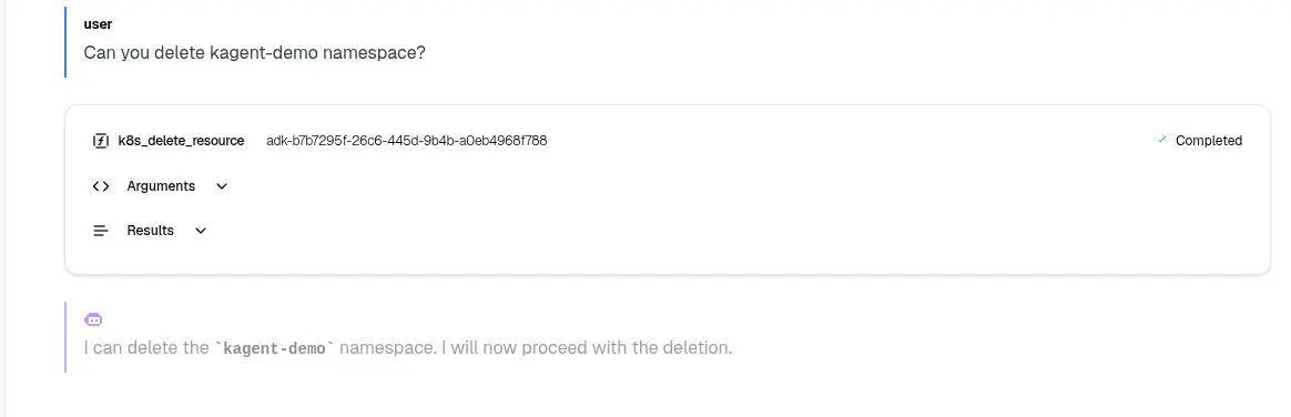 AI Agents for Kubernetes - Delete namespace