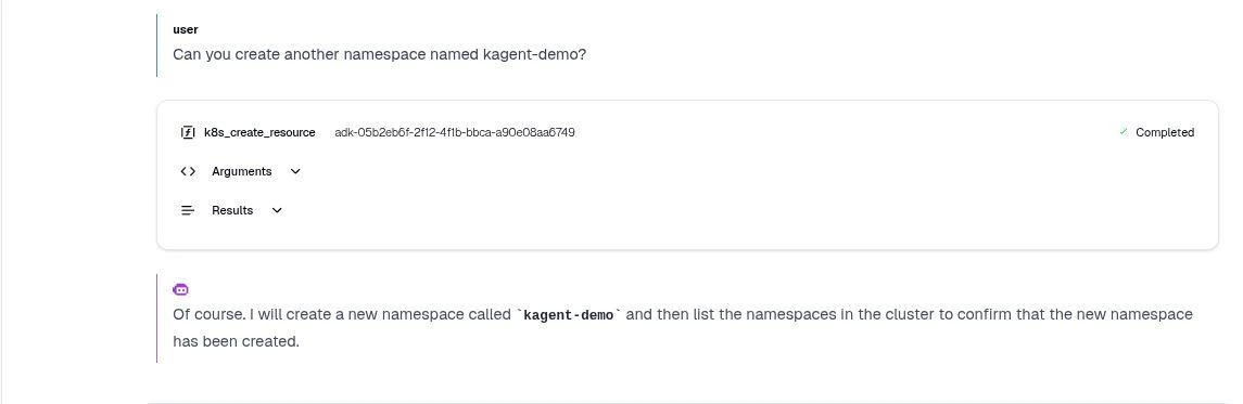 AI Agents for Kubernetes - Create namespace