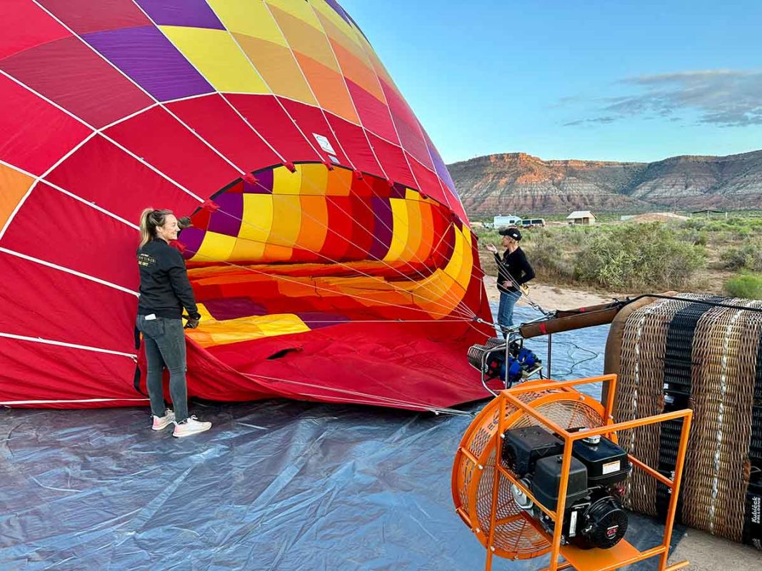 Setting up the hot air balloon