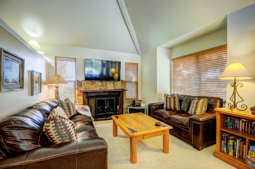 Park City Canyons Lodging | Photo Gallery | 3 - Park City Canyons Vacation Rentals Living Room with Fireplace