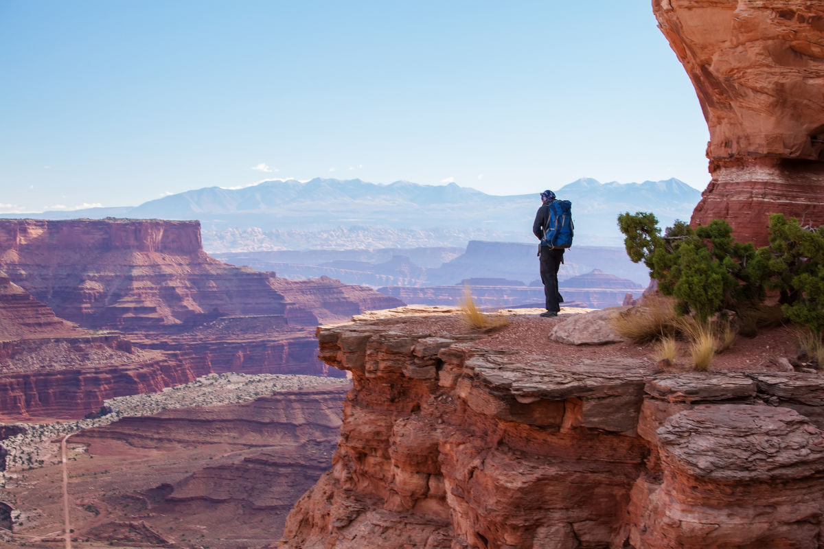 Hiker in Canyonlands National Park. 