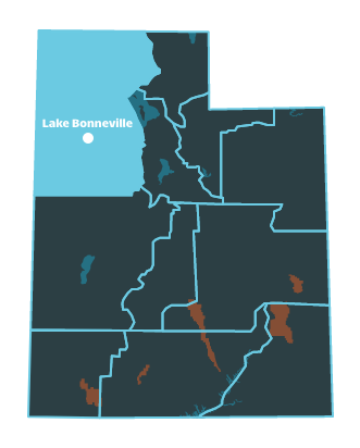 Lake Bonneville Region Map with no city name 