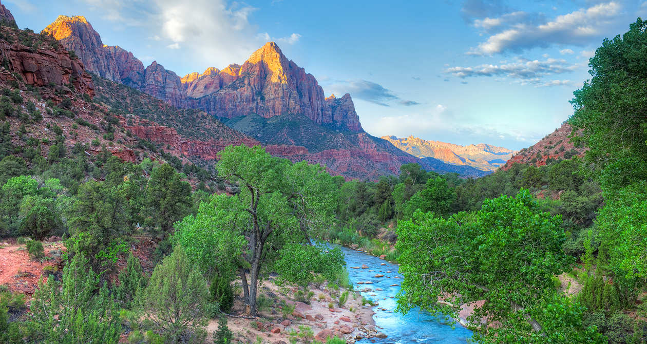 Places To See in Zion | Photo Gallery | 1 - View of the Watchman in Zion National Park Utah