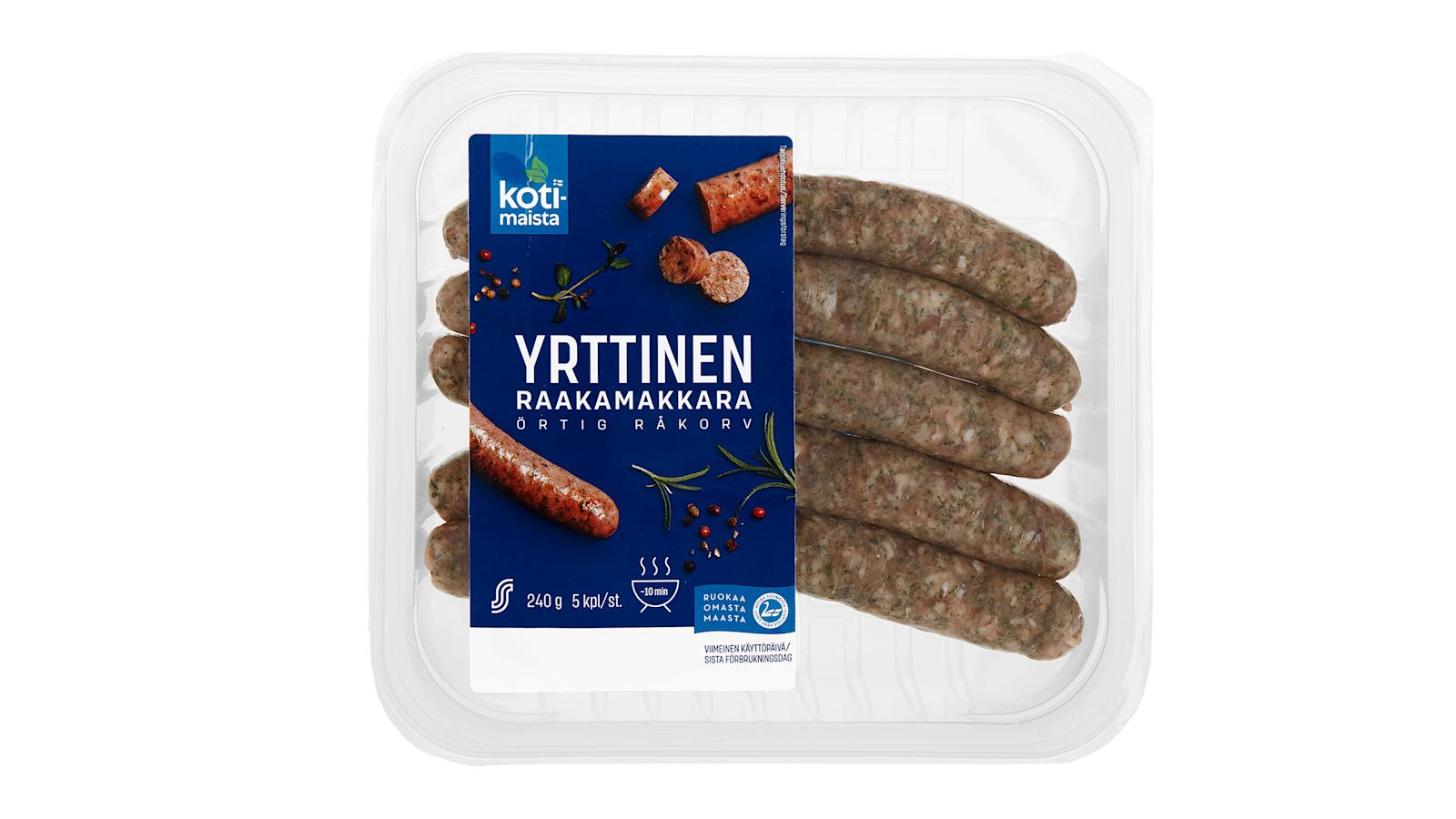 Kotimaista yrttinen raakamakkara