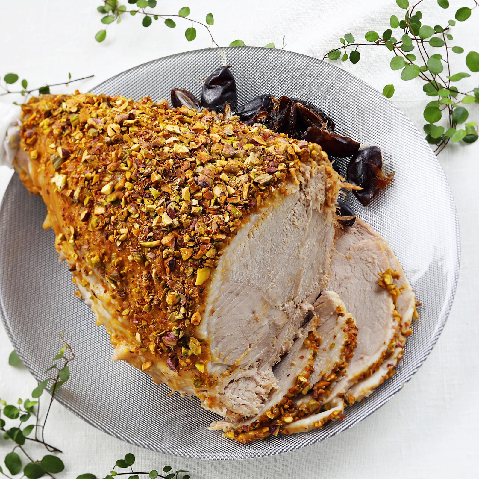 Pistaasikuorrutettu joulukinkku