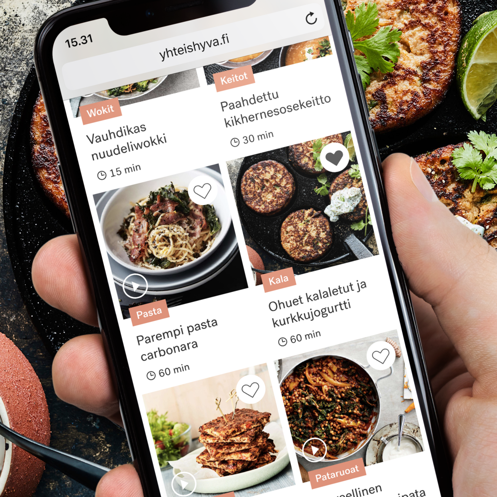 Voit tallentaa reseptejä erilaisiin kansioihin Yhteishyvässä