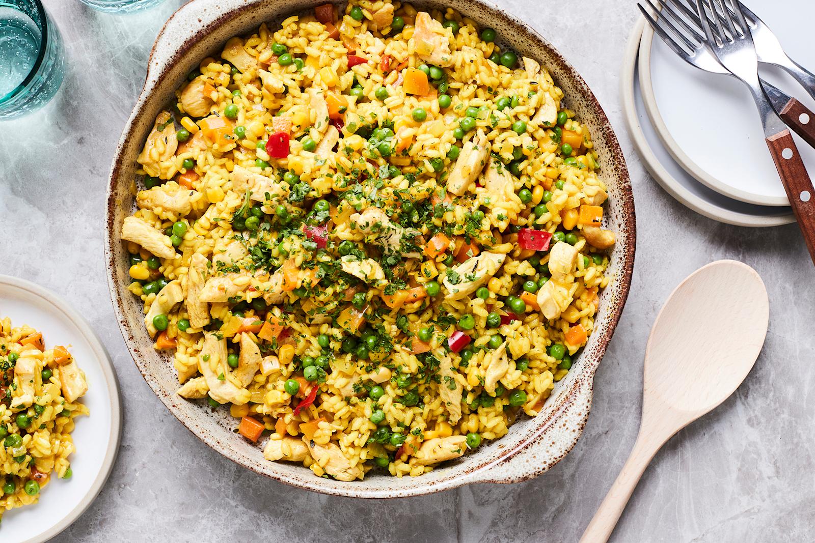 Herkullinen kanarisotto herne-maissi-paprikalla