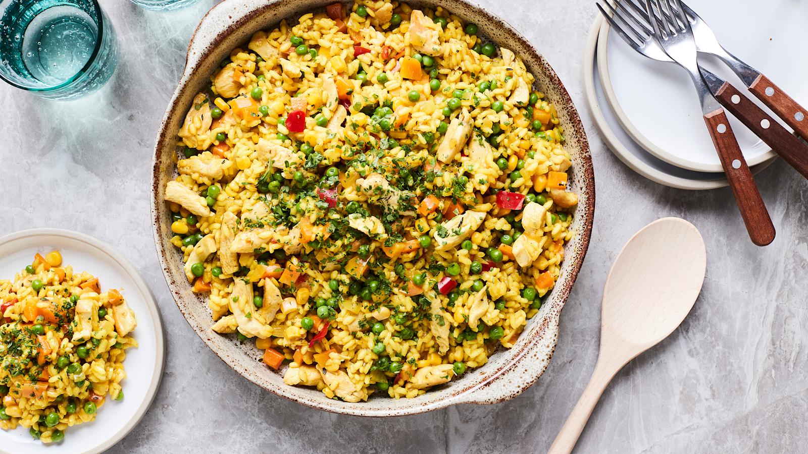 Herkullinen kanarisotto herne-maissi-paprikalla