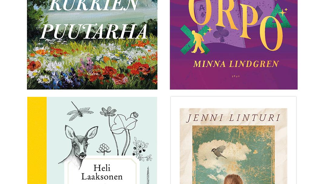 Neljän kirjan kannet: Soteorpo, Äärimmäisellä laidalla, Punaisten kukkien puutarha ja Jatkos
