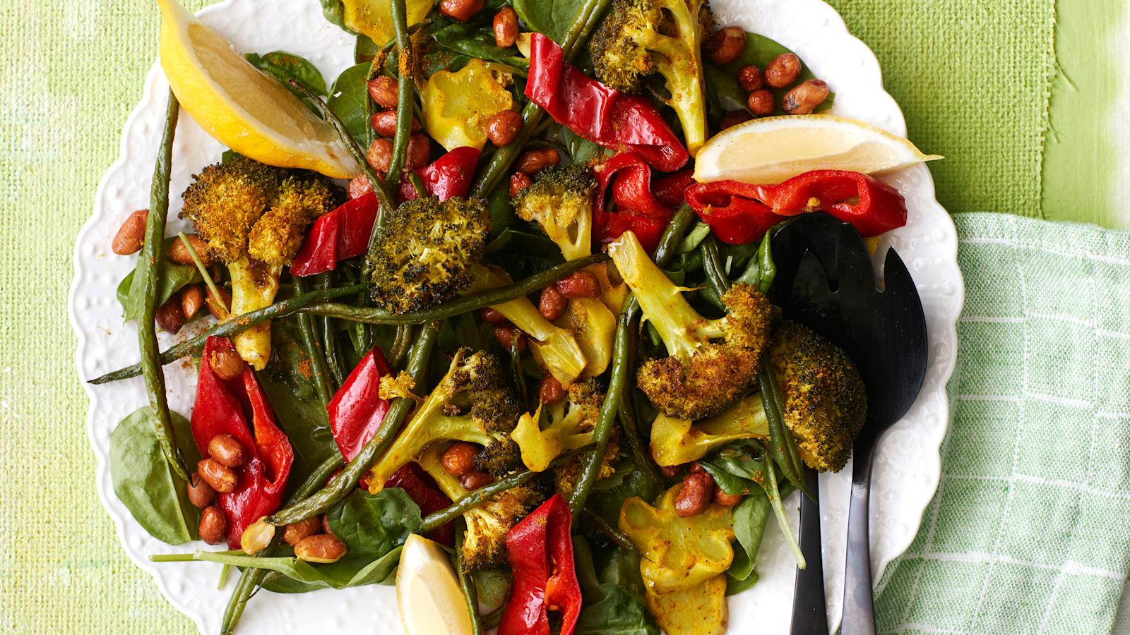 Paahdettu parsakaali-papusalaatti