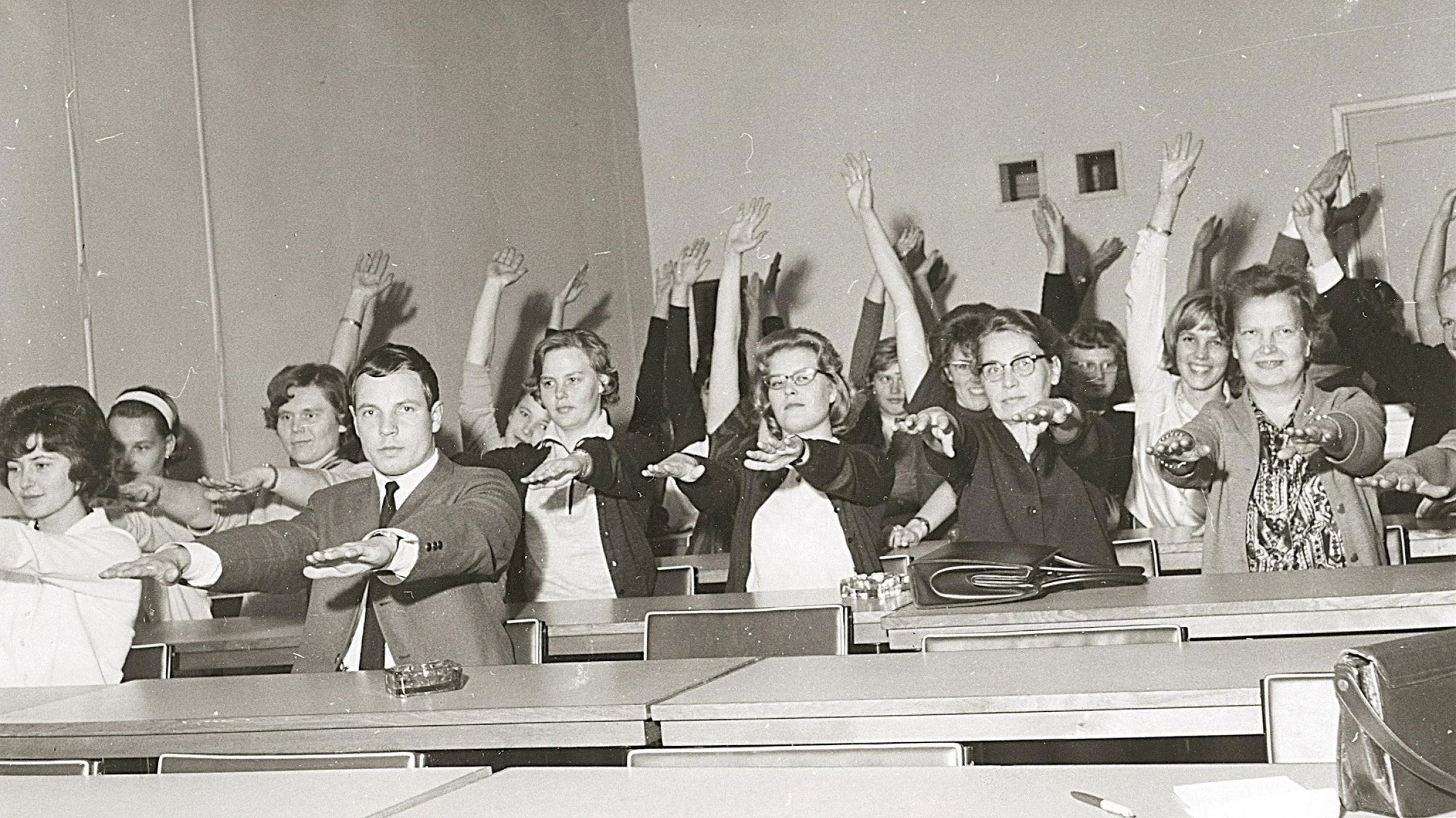 Taukojumppa pääkonttorissa vuonna 1963