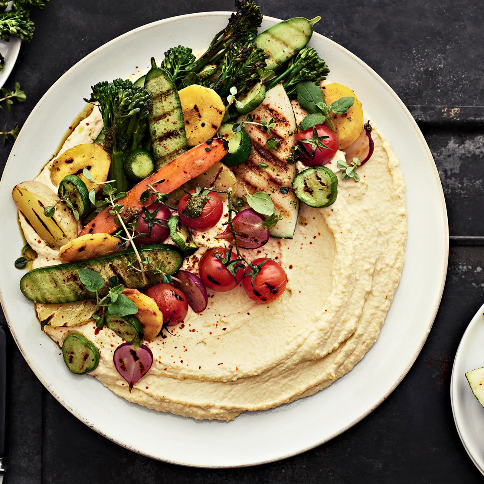 hummus ja grillikasvikset