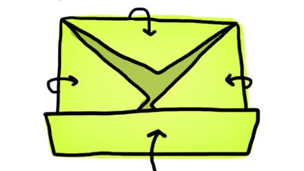 3\. Taittele myös kaikki sivut kohti neliön keskustaa, jotta niistä jää taitosjälki.