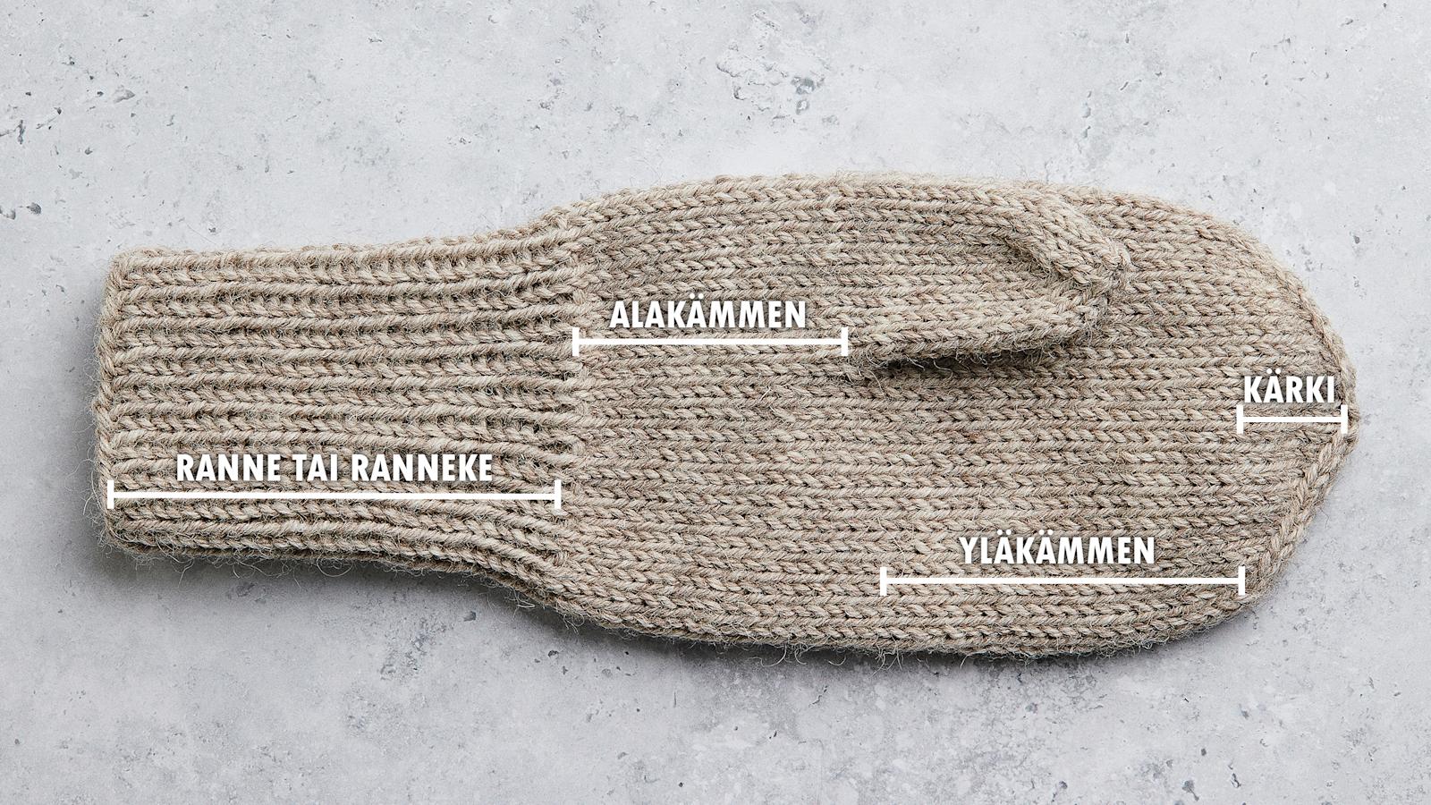 Aukkopeukalolapasen tekeminen mittojen mukaan