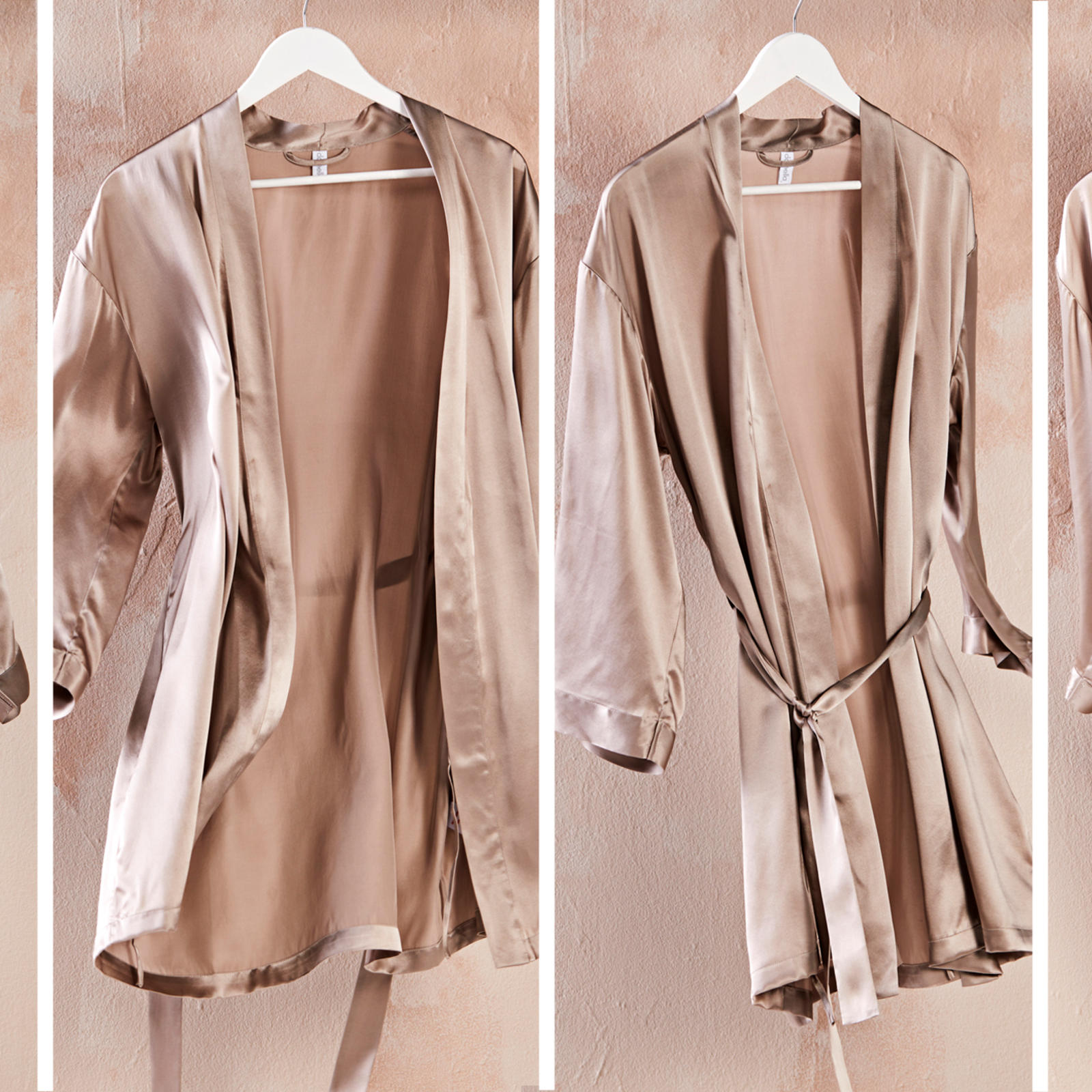 Silkkinen aamutakki henkarissa