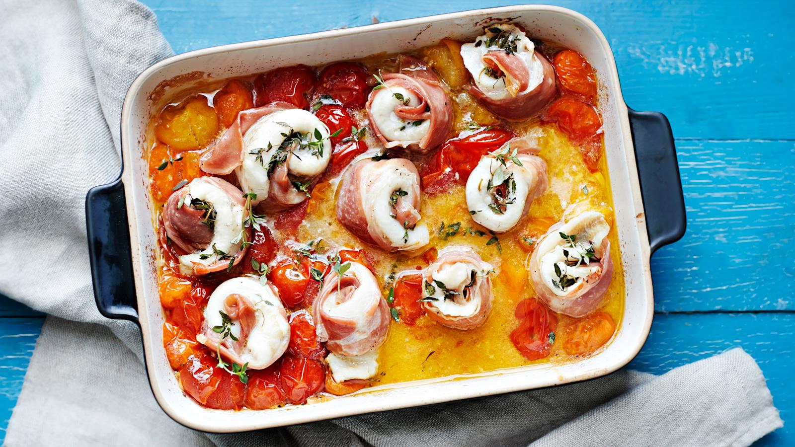 Kinkkuun käärityt ahvenfileet