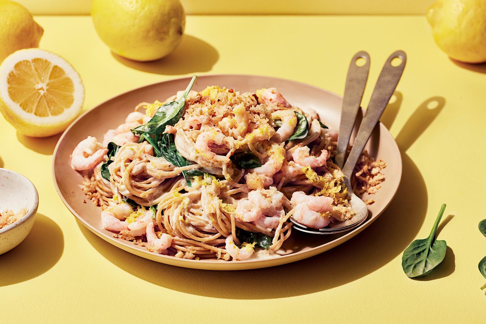 Sitruunainen katkarapupasta