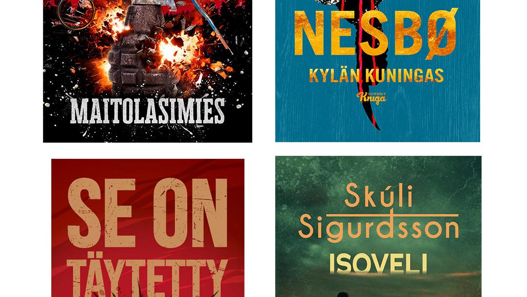 Neljän kirjan kannet: Vares – Maitolasimies, Se on täytetty, Isoveli ja Kylän kuningas