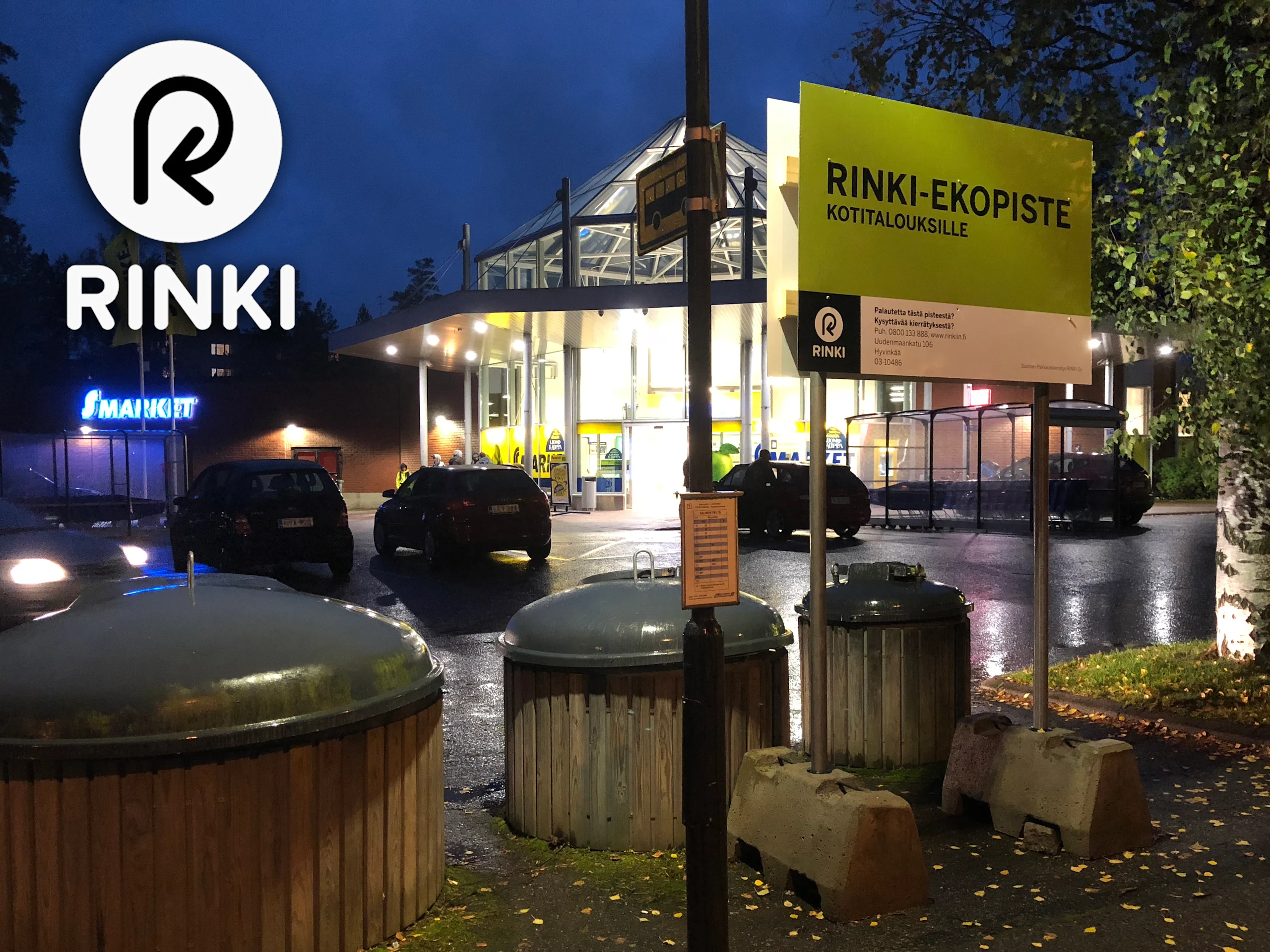 Rinki-ekopiste on helppo löytää.