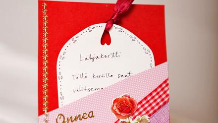 Sujauta lahjakortti kartonkitaskuun