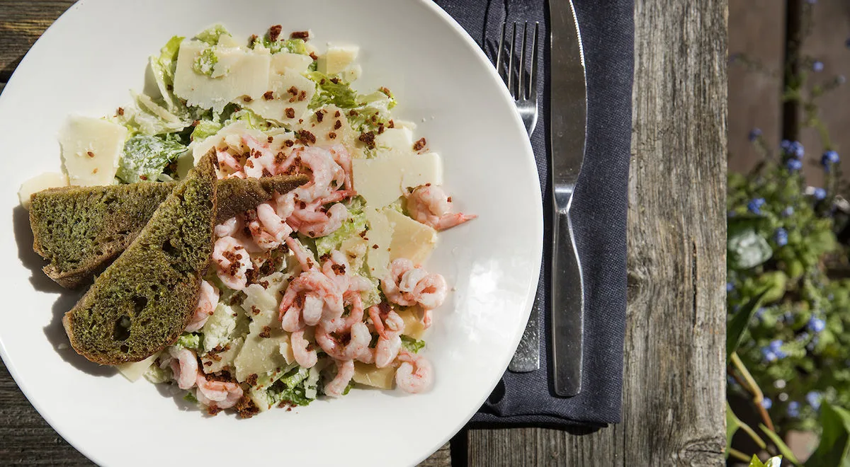 Caesarsalaatti jäämerenkatkaravuilla