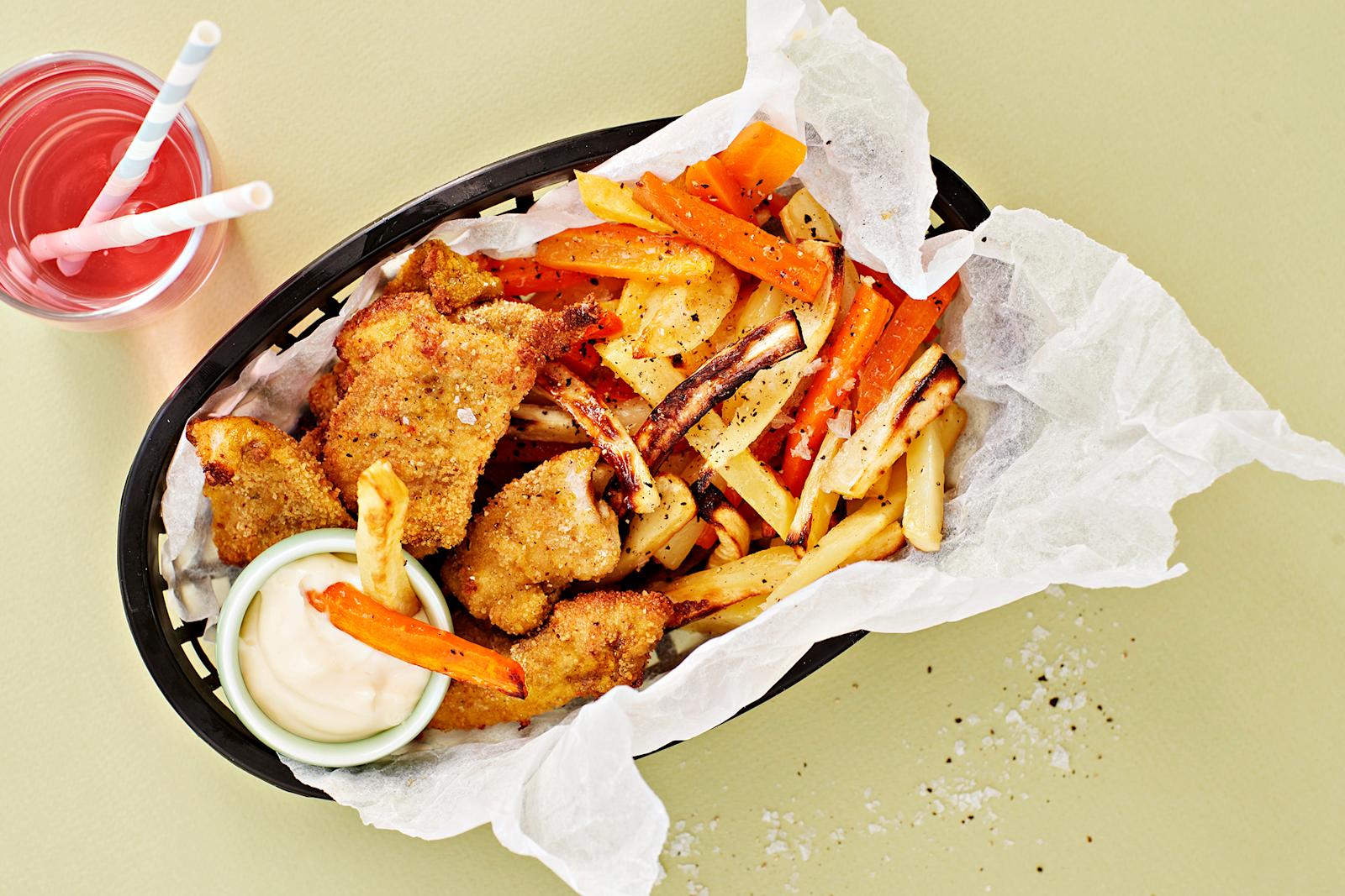 Kananugetit ja juuresranskalaiset