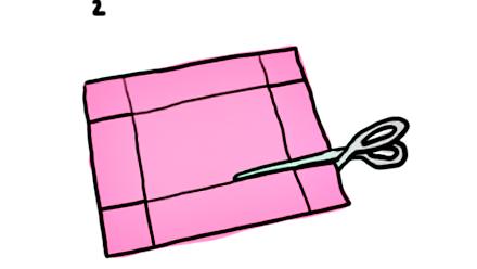 2\. Leikkaa viillot piirrettyjen kulmien mukaan arkin lyhyiltä sivuilta.