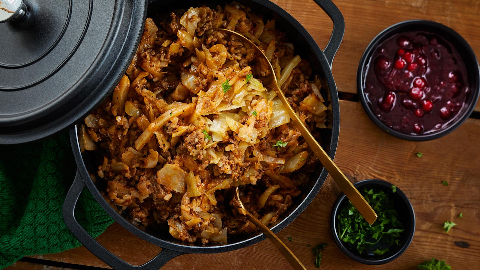 Tulinen kaali jauheliha pata