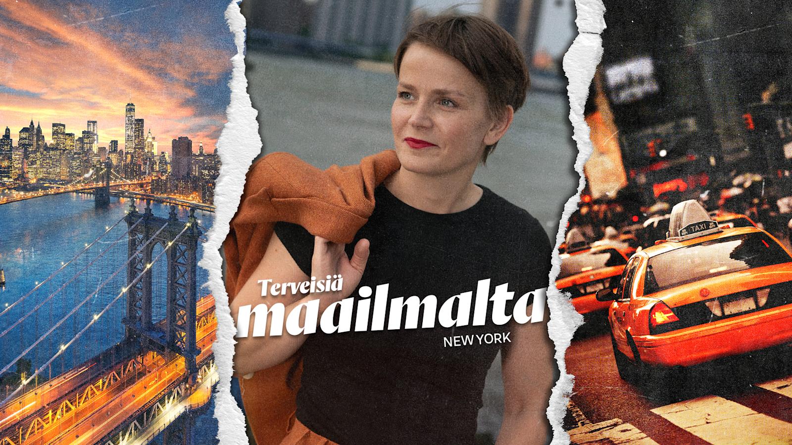 Nainen takki olkapäällä New Yorkissa.