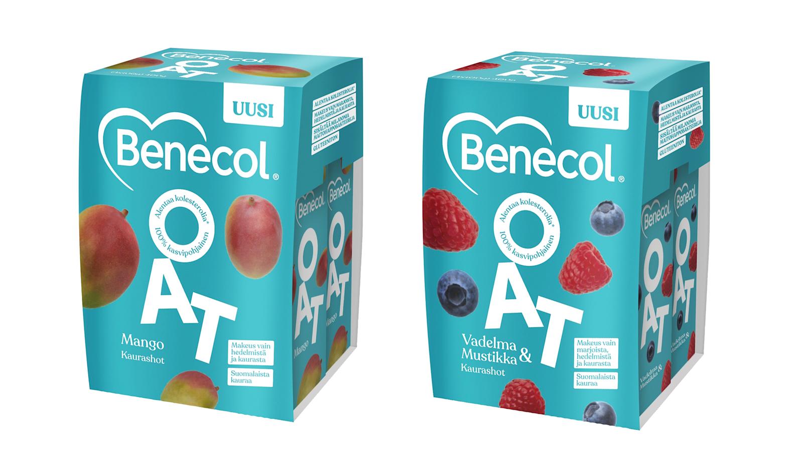 Benecol Oat Kaurashot Mango ja Vadelma & mustikka