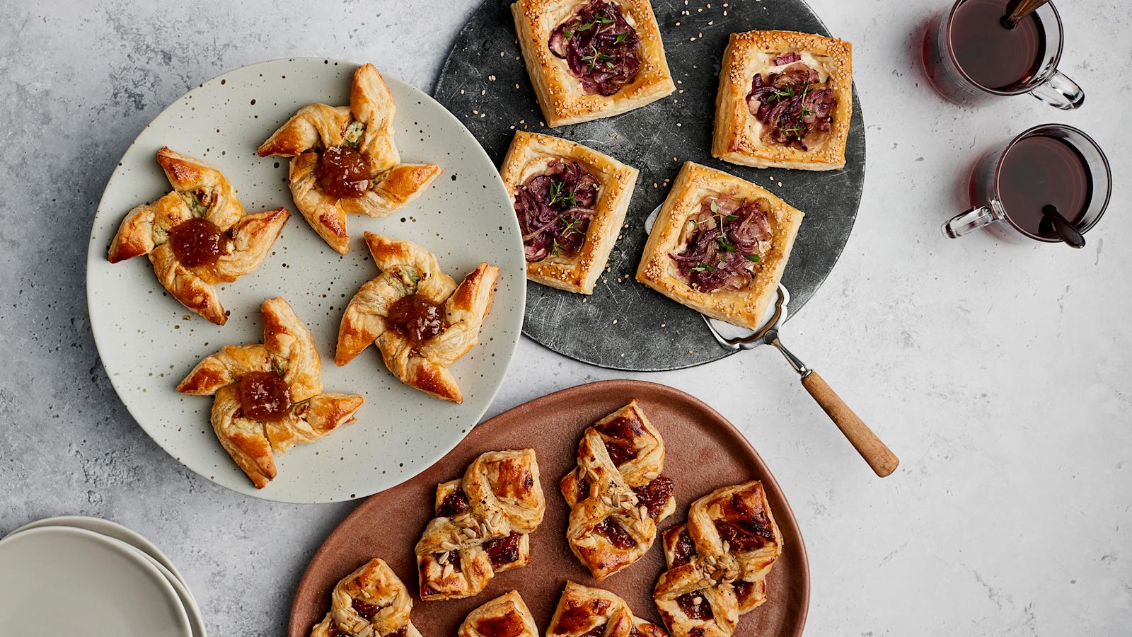 Suolaiset joulutortut, homejuustotortut, pekonitortut, sipulitortut