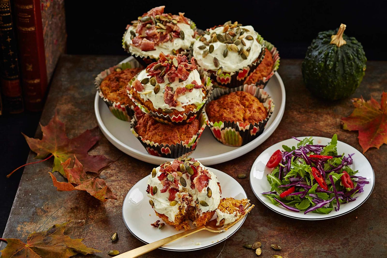 Kurpitsa-juustokuppikakut