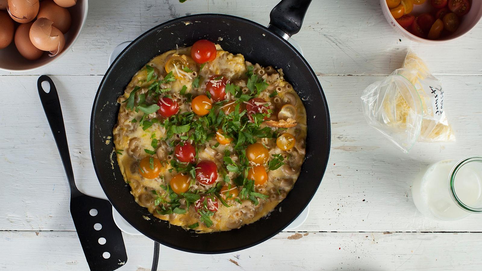 Jämämakaronit munakkaaseen