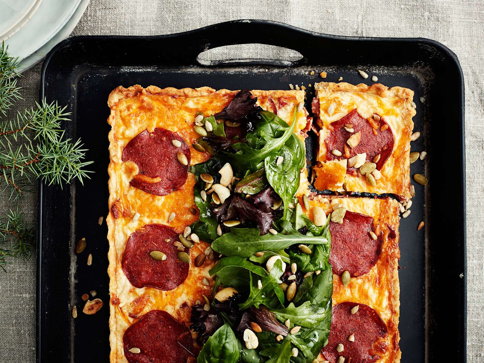 Juusto-chorizopiirakka