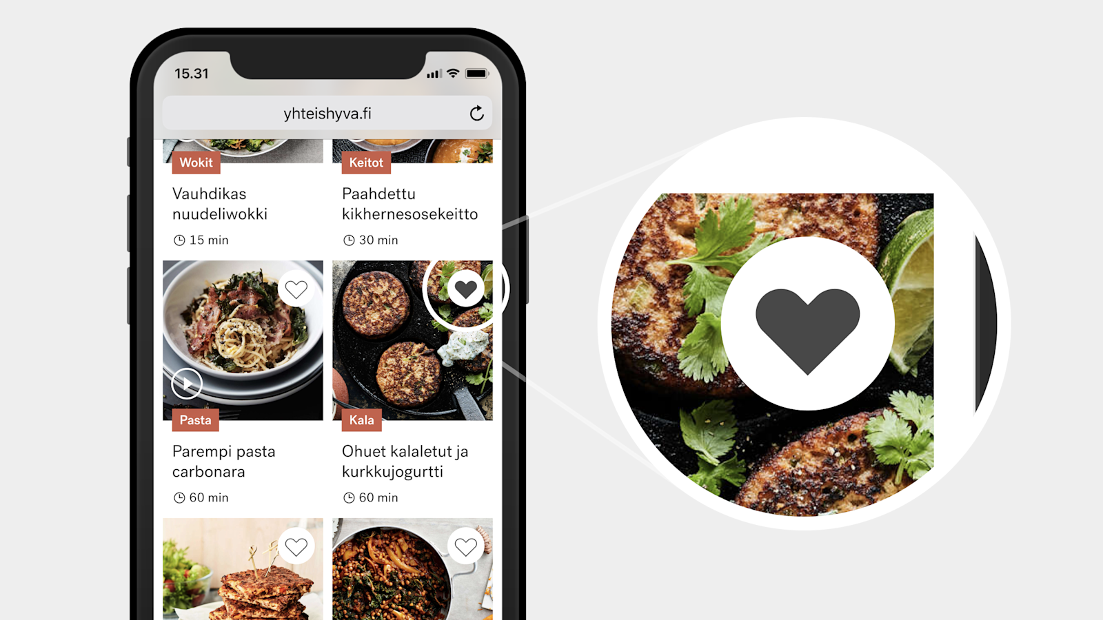 Tallenna resepti klikkaamalla tallennusikonia.