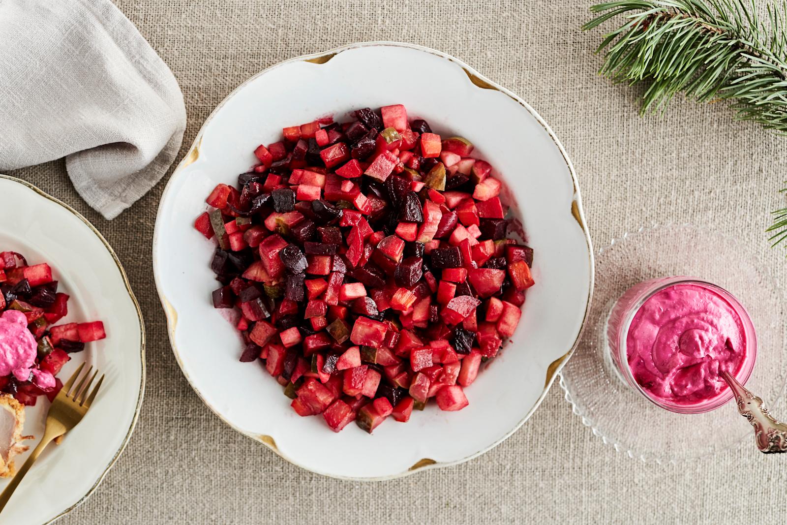 Paahdettu rosolli ja punajuurikastike