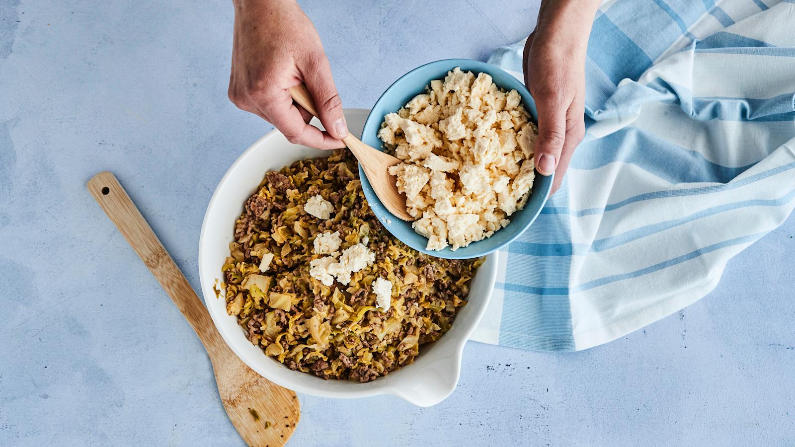 Kaali-fetapiirakka vaihe 1