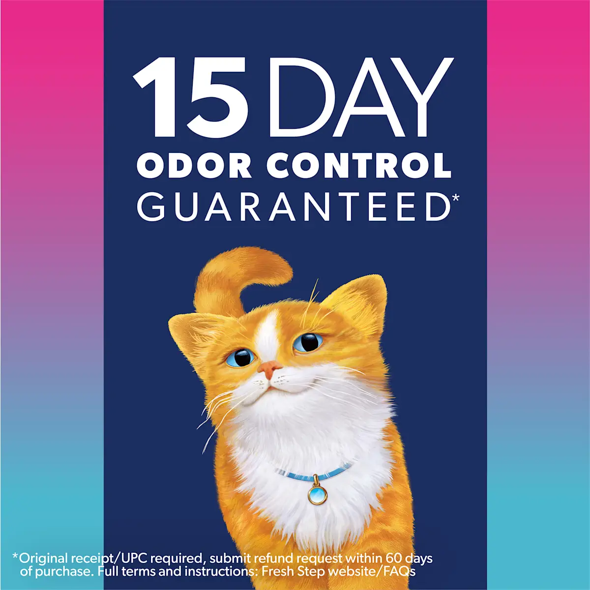15 day odor control guaranteed, an orange cat