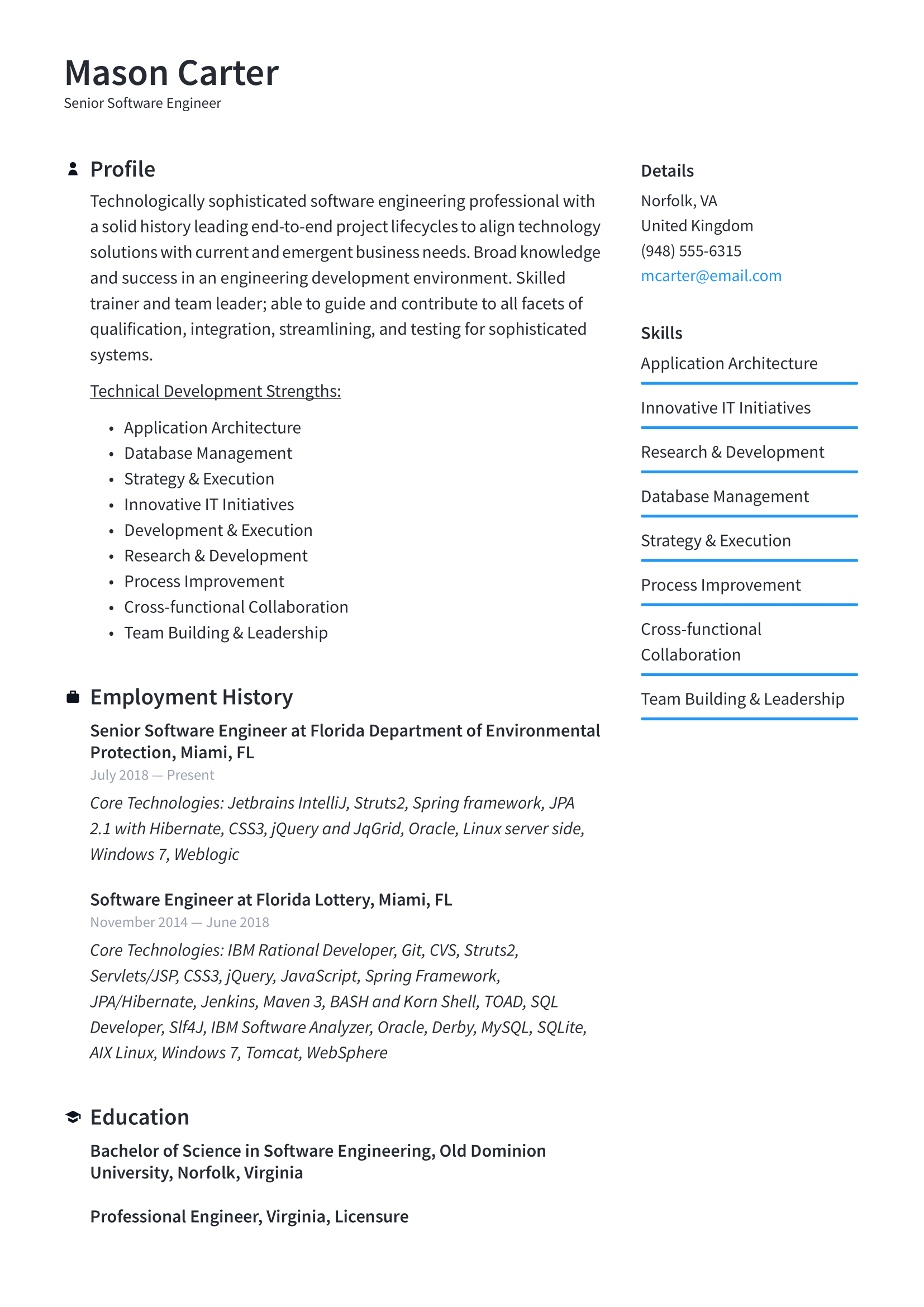 Senior Software Engineer Resume Example and Writing Guide
