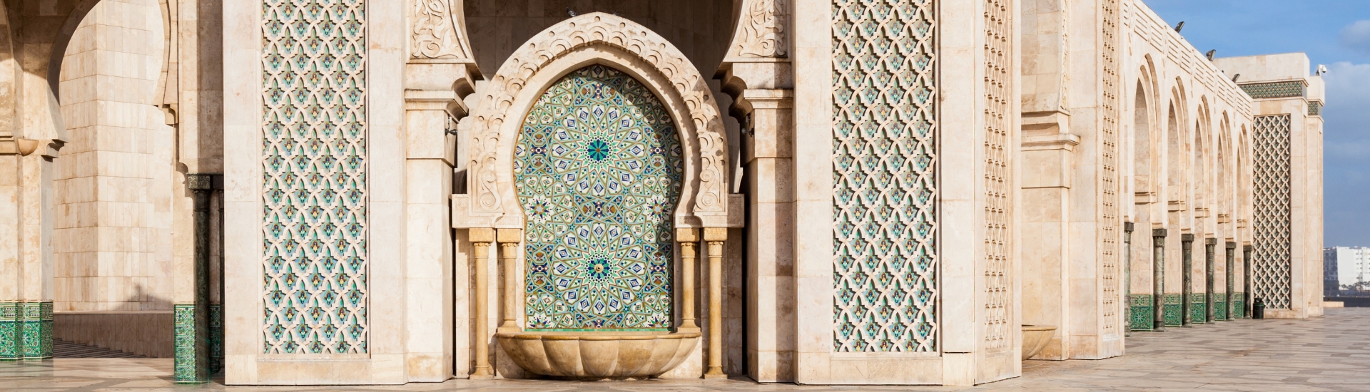 Mosaic and intricate design of Hassan II Mosque in Casablanca, Morocco