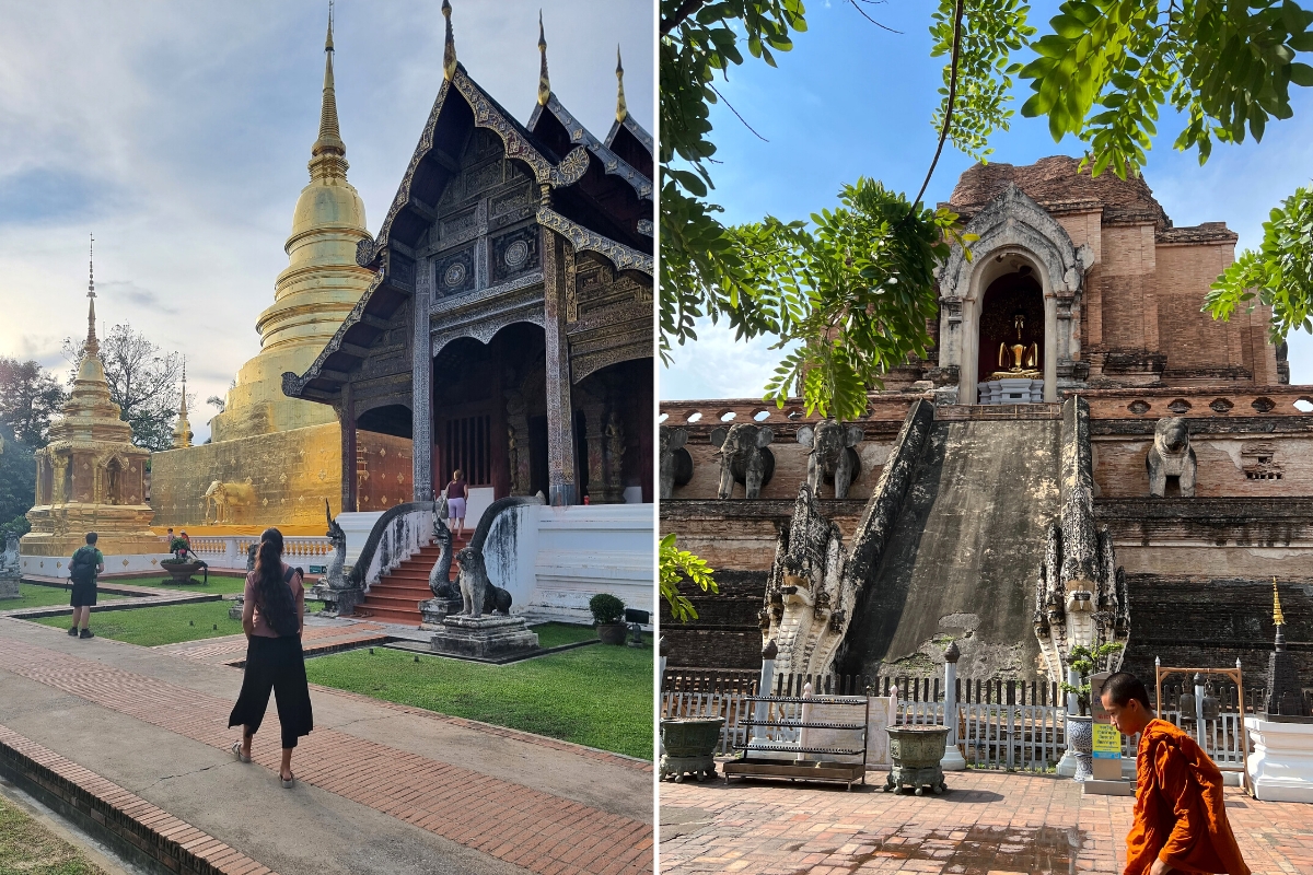 SA Expeditions Destination Expert Claudia Cavero exploring Wat Phra Singh and Wat Chedi Luang in Chiang Mai, Thailand